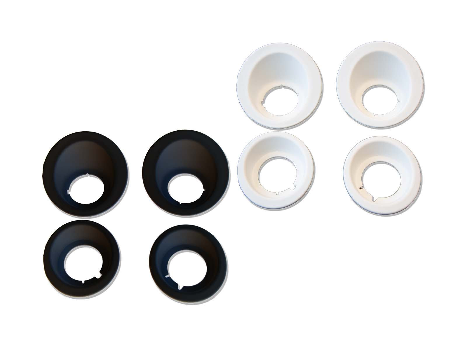 Intersection Light Flanges 2 Large Black, 2 Small Black, 2 Large White, 2 Small White
