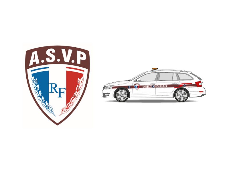 Kit complet sérigraphie agent surveillance véhicule léger