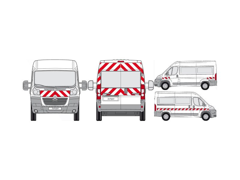 Rouleau de sérigraphie blanc et rouge pour balisage et signalisation sur véhicule VL