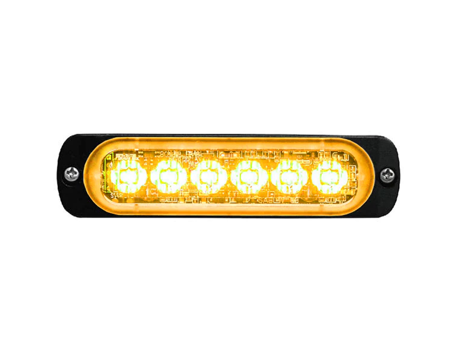 Super-Thin Single Colour 6-LED Module Front View Amber Lit Horizontal