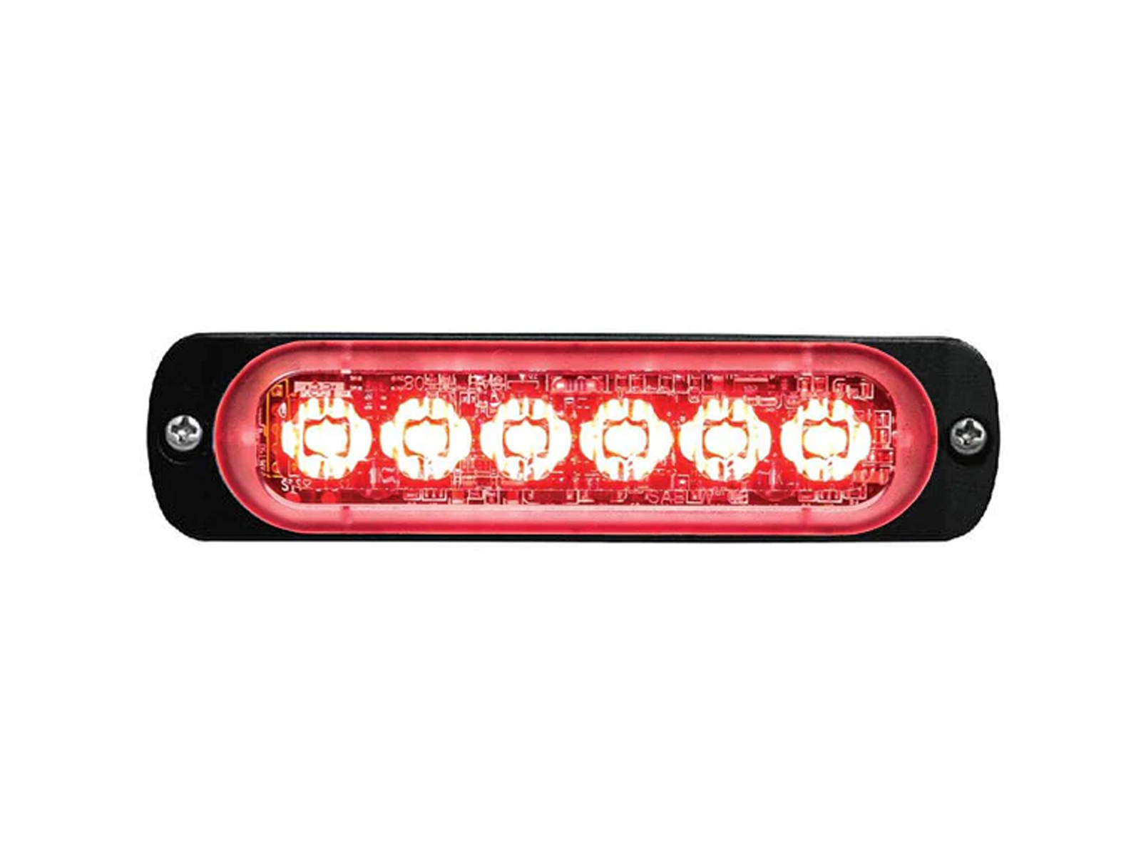 Super-Thin Single Colour 6-LED Module Front View Red Lit Horizontal