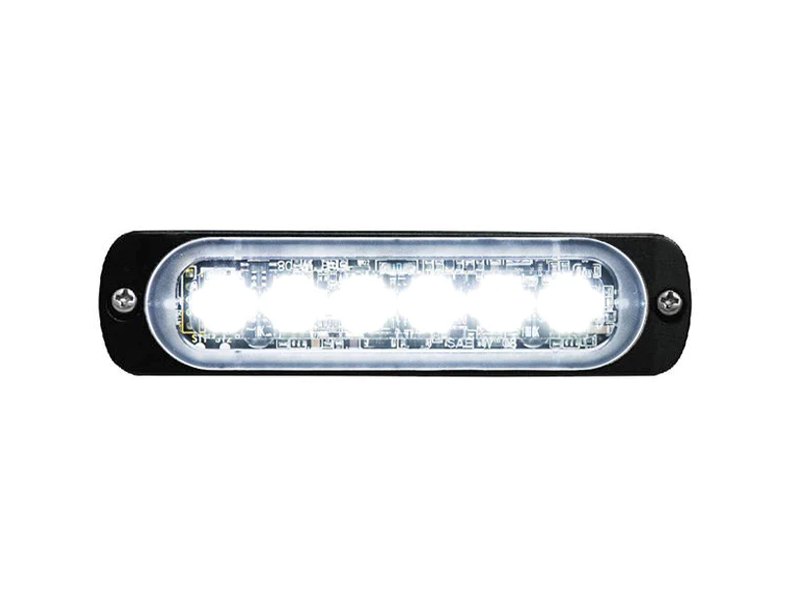 Super-Thin Single Colour 6-LED Module Front View White Lit Horizontal